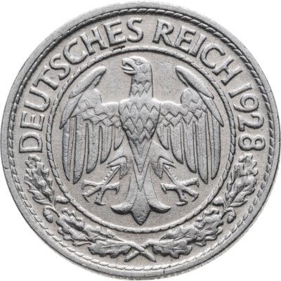 купить Германия 50 рейхспфеннигов (reichspfennig) 1928, знак монетного двора "D" — Мюнхен
