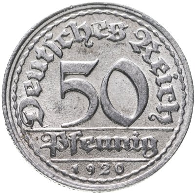 купить Германия (Веймарская республика) 50 пфеннигов 1920 D (Мюнхен)