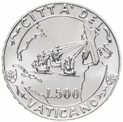 купить Ватикан 500 лир (lire) 1992 Евангелизация Америки
