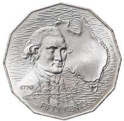 купить Австралия 50 центов (cents) 1970 200 лет австралийскому путешествию капитана Кука