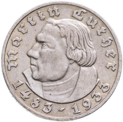 купить Германия (Третий рейх) 5 рейхсмарок (reichsmark) 1933 "450 лет со дня рождения Мартина Лютера"
