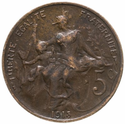 купить Франция 5 сантимов (centimes) 1915