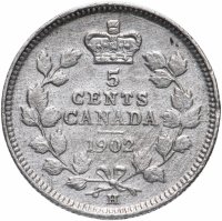 купить Канада 5 центов (cents) 1902 "H" - Бирмингем