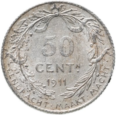 купить Бельгия 50 сантимов (centimes) 1911 Надпись на голландском - 'ALBERT KONING DER BELGEN'
