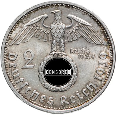купить Германия (Третий Рейх) 2 рейхсмарки 1939, знак монетного двора "А" - Берлин