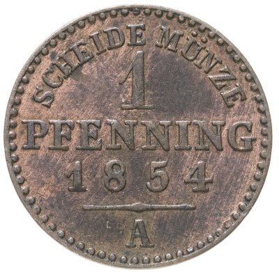 купить Германия, Пруссия 1 пфеннига 1854