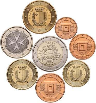 купить Мальта годовой набор из 8 монет евро 2012-2013