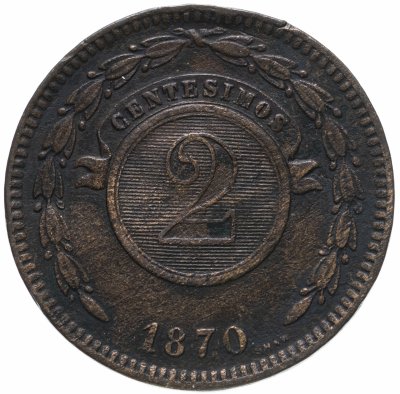 купить Парагвай 2 сентесимо (centesimos) 1870
