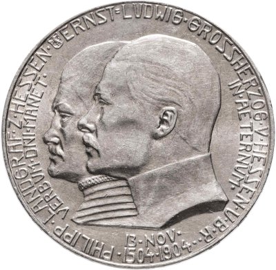купить Германская империя, Гессен 5 марок (mark) 1904 "400 лет со дня рождения Филиппа I Великодушного"