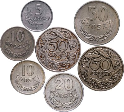 купить Польша набор из 7 монет 5-50 грошей 1923-1975
