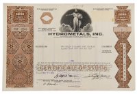 купить Акция США HYDROMETALS, INC. 1968- 1970 гг.