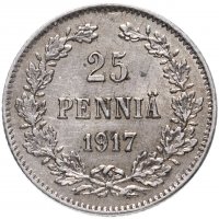 Купить 25 пенни (pennia) 1917 S гербовый орел с коронами