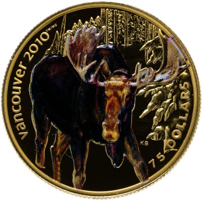 купить Канада 75 долларов 2009 Proof "XXI зимние Олимпийские Игры, Ванкувер 2010 - Лось"