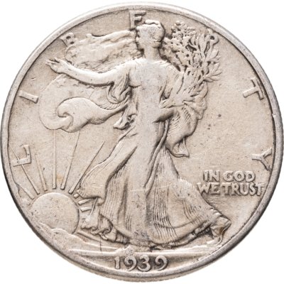 купить США 50 центов (1/2 доллара, half dollar) 1939 Walking Liberty Half Dollar Без отметки монетного двора