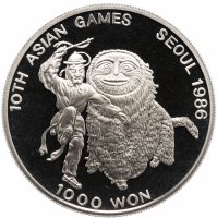 Купить Южная Корея 1000 вон 1986 "X летние Азиатские Игры, Сеул 1986" Proof