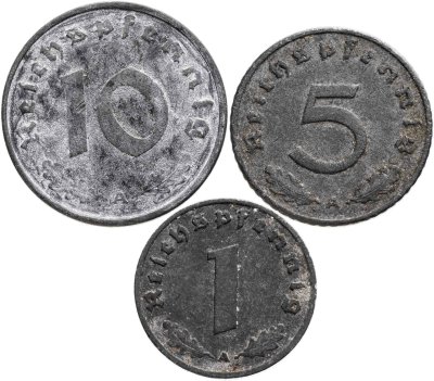 купить Германия набор 1,5,10 рейхспфеннигов 1942, двор "А"