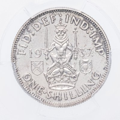 купить Великобритания 1 шиллинг (shilling) 1937, шотландский лев, сидящий на короне в слабе PCGS PR65