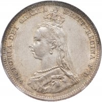 Купить Великобритания 1 шиллинг 1887 в слабе NNC MS63