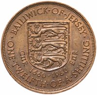 Купить Джерси 1/12 шиллинга (shilling) 1960 "300 лет вступления на престол короля Карла II"