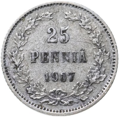 купить 25 пенни 1907 L, монета для Финляндии