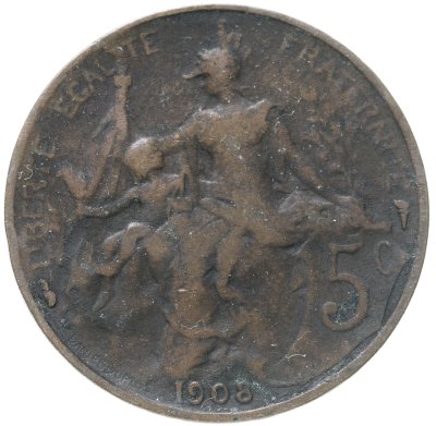 купить Франция 5 сантимов (centimes) 1908