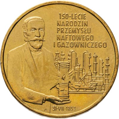 купить Польша 2 злотых 2003 "150 лет нефтяной и газовой промышленности"