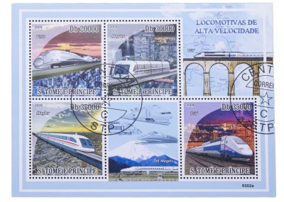 купить Сан-Томе и Принсипи марки квартблок "Поезда"