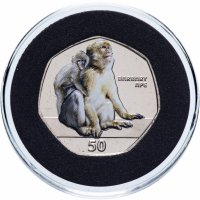 Купить Гибралтар 50 пенсов 2018 "Приматы - Магот (Macaca sylvanus)"
