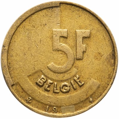 купить Бельгия 5 франков (francs) 1986-1993 (Надпись на голландском - 'BELGIE')