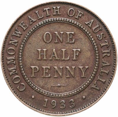 купить Австралия 1/2 пенни (penny) 1933