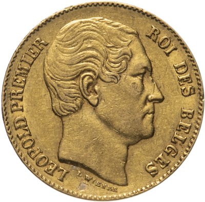 купить Бельгия 20 франков (francs) 1865 с портретом короля Леопольда I