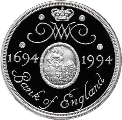 купить Великобритания 2 фунта (pounds) 1994 Proof "300 лет Банку Англии" в футляре