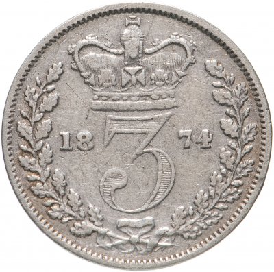 купить Великобритания 3 пенса 1874