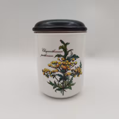 купить Банка "Chrysanthemum parthenium" ("Пижма девичья") для сыпучих продуктов (для чая, специй), серия "Botanica", фарфор, деколь, дерево (крышка), Villeroy & Boch, Люксембург, 1980-2002 гг.