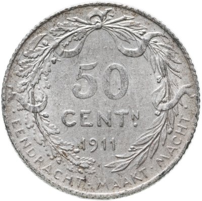 купить Бельгия 50 сантимов (centimes) 1911 Надпись на голландском - 'ALBERT KONING DER BELGEN'