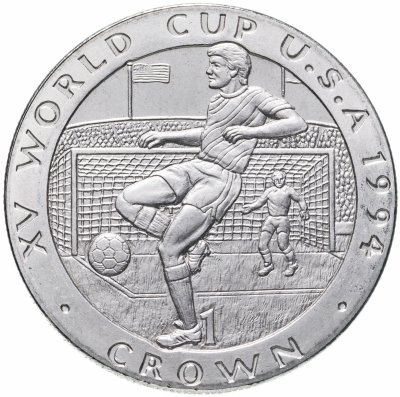 купить Остров Мэн 1 крона 1994 Чемпионат Мира по футболу в США дриблинг