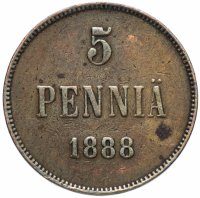 Купить 5 пенни 1888, монета для Финляндии