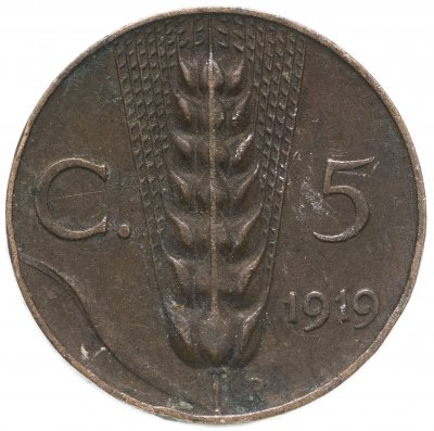 купить Италия 5 чентезимо (centesimi) 1919