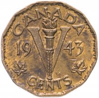 Купить Канада 5 центов (cents) 1943
