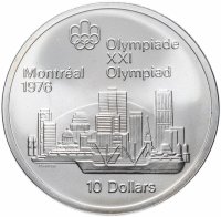 купить Канада 10 долларов (dollars) 1973 "XXI летние Олимпийские Игры, Монреаль 1976: Панорама города Монреаль"