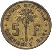 купить Бельгийское конго 5 франков 1952