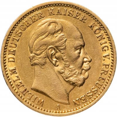 купить Германская Империя 20 марок (mark) 1877 года, знак монетного двора: "A" - Берлин с портретом Императора Вильгельма I