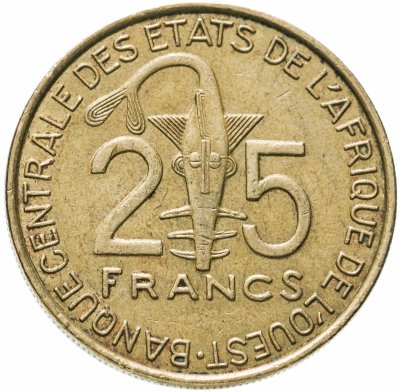 купить Западная Африка (BCEAO) 25 франков (francs) 1980-2019, случайная дата