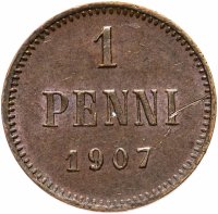 Купить 1 пенни (penni) 1907, монета для Финляндии