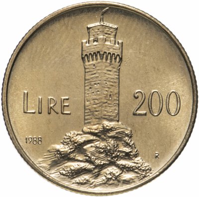 купить Сан-Марино 200 лир (lire) 1988 "Укрепления Сан-Марино"