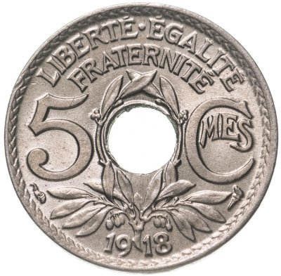 купить Франция 5 сантимов (centimes) 1918