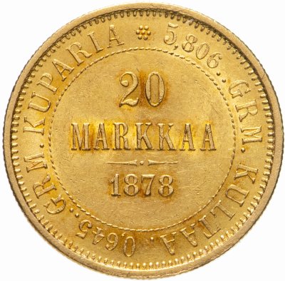 купить 20 марок 1878 S монета для Финляндии