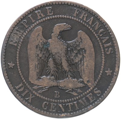 купить Франция 10 сантимов (centimes) 1853 B