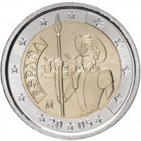 Купить Испания 2 евро 2005 "400 лет первого издания романа "Дон Кихот" Мигеля де Сервантеса"