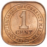 Купить Малайя 1 цент (cent) 1943
